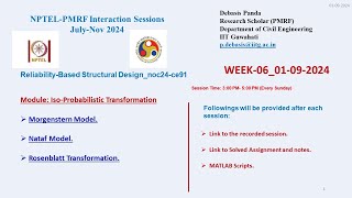 NPTELPMRFWEEK6 ReliabilityBased Structural Designnoc24ce91 IsoProbabilistic Transformations [upl. by Eelyk604]