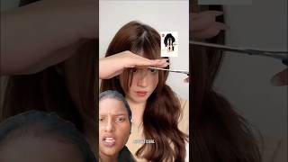 Self cut hair bangs tutorials hairstyle koreanstyle hairtutorial haircut [upl. by Lobell984]