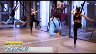 DampA Flying Yoga Featured on KTLA LA Unscripted [upl. by Llewol]