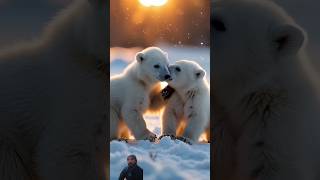 Polar bear babies in snow cute polarbear animals wildlife bear [upl. by Lednik]