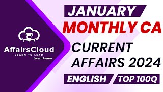 Monthly Current Affairs January 2024  English  AffairsCloud  Top 100  By Vikas [upl. by Ymac514]