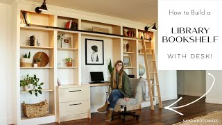 How to Build a Library BookshelfWITH DESK [upl. by Charlene963]