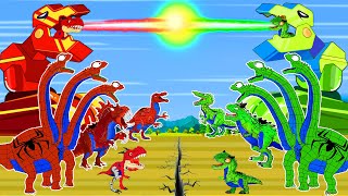 TREX VS CAR Green dinosaur army vs Rex dinosaur  exciting battle in the Jurassic period [upl. by Irmgard]