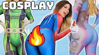 Dessyy  Trying on COSPLAY BODYSUITS  hot cosplays [upl. by Ahsem]