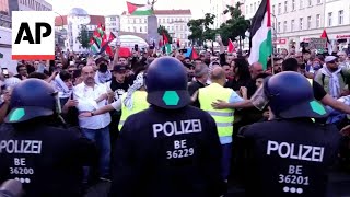 ProPalestinian protesters clash with police in Berlin [upl. by Cronin]