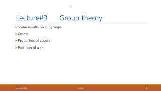 Group theory lec 9Cosetstheorems on cosetspartition of a set urduhindi [upl. by Aecila983]