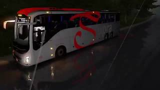 Volvo 9800 SUPRA Bus Awesome Night Travel Heavy Rain hills  Euro Truck Simulator 2 [upl. by Yenhoj]