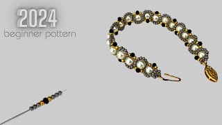 beginner beading pattern bracelet making beaded jewelry [upl. by Medardas]