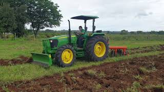 John Deere 5075E 75hp with Universal Implement Disc Plough and Front Dozer  Video 1 Bukidnon [upl. by Aiderfla]