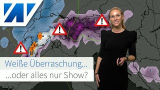 Nur Show oder Wetterwende Wintereinbruch und Schneefall in den Alpen Bei uns mild bis 20 Grad [upl. by Aiket680]