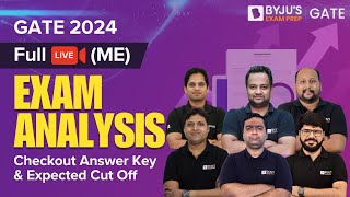 GATE 2024 Exam Analysis  Mechanical Engineering  Detailed Solution amp Cut Off  BYJUS GATE [upl. by Ayekehs776]