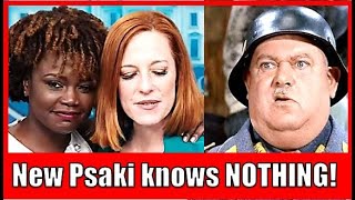 I Present to you Jen Psakis Replacement Karine JeanPierre who KNOWS NOTHING aka Sgt Schultz [upl. by Htiekram]