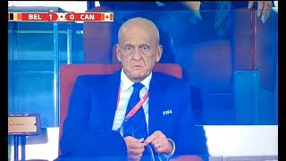 Legend Referee Pierluigi Collina Unhappy with something during Belgium  Canada Match [upl. by Sirraj]