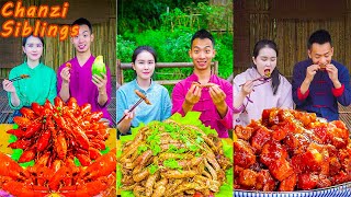 Outdoor Cooking  Chinese Food Mukbang Eating Challenge Spicy Braised Mantis Shrimp Seafood Recipes [upl. by Laurella]