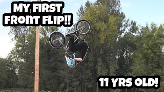 My First FRONT FLIP LANDED CaidenBMX [upl. by Hartill]