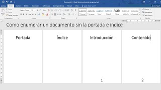 Como numerar un documento sin la portada e indice [upl. by Galang919]