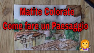 Come disegnare paesaggi con le matite colorate  Landscape Sketch [upl. by Willman]