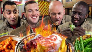 London Firefighters try Korean BBQ for the first time [upl. by Lindly]