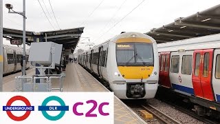 London Underground DLR and c2c trains at West Ham amp Limehouse [upl. by Idnis33]