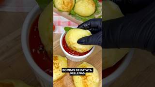 BOMBAS de PATATA RELLENAS en 1 MINUTO shorts recetas [upl. by Airpac840]