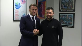 Macron holds bilateral meeting with Zelensky at UN headquarters  AFP [upl. by Salvador]