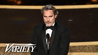 Joaquin Phoenix Says Hes Been a Scoundrel in Joker Speech at Oscars [upl. by Nauq]