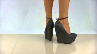 High heeled glitter platform shoes [upl. by Eiroc]