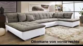 u WOHNLANDSCHAFT SOFA COUCH Wohnzimmer Strukturstoff LEDER imitat SW [upl. by Perkins]