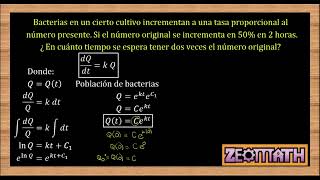 ECUACIONES DIFERENCIALES  Aplicaciones  Población de bacterias [upl. by Drona]