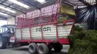 Silage Wagon Unloading First Load [upl. by Arraeic]