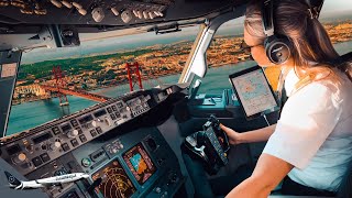 BOEING 737 Stunning LANDING LISBON PORTUGAL Airport RWY02  Cockpit View  Life Of An Airline Pilot [upl. by Astred]