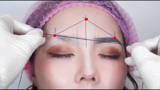 EYEBROW MAPPING TUTORIAL with thread  how to make eyebrows even for Microblading and Shading [upl. by Kristofer]