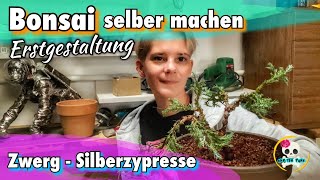 Bonsai selber machen  Zwerg  Silberzypresse  Baumarkt Pflanze zum Bonsai gestalten für unter 4 € [upl. by Leirbaj992]