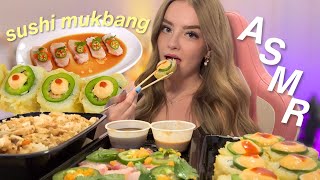 ASMR sushi mukbang 🍣 🍱 vegas roll yellowtail fried rice [upl. by Waneta]