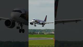 Brussels Airlines Airbus A320 Neo Amare Livery landing at Brussels planespotting aviation ytshort [upl. by Riannon]