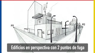 Perspectiva con 2 puntos de fuga  Como dibujar [upl. by Grover]