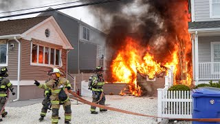 PRE ARRIVAL FULLY INVOLVED STRUCTURE FIRE Ortley Beach New Jersey 4622 [upl. by Enilrem]