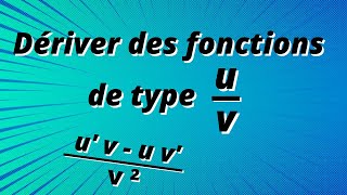 Calcul de la dérivée de fonctions quotient uv  exercices corrigés [upl. by Castora]