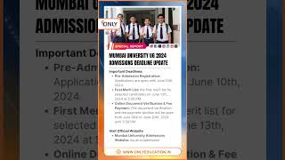 Mumbai University UG 2024 PreAdmission Registration Now Open [upl. by Merwyn568]