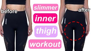 how to SLIM DOWN INNER THIGH FAT fast  at home thigh gap workout [upl. by Powel]