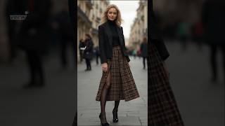 2024 Autumn fall fashions  Aline midi skirt with a plaid pattern styles outfits [upl. by Jack]