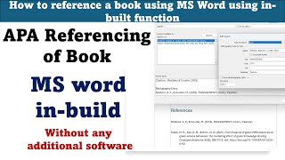 How to reference a book using MS Word using inbuilt function  APA Format for Book Reference [upl. by Ariadne]