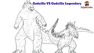 How to Draw Godzilla Minus One vs Godzilla Legendary  step by step  colour drawing [upl. by Amalee]