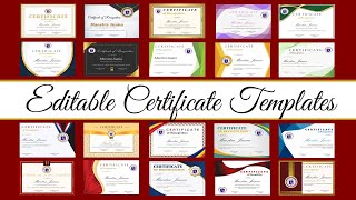 EDITABLE CERTIFICATE TEMPLATES [upl. by Nuhsar670]