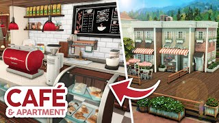 Café amp Upstairs Apartment  The Sims 4 Speed Build [upl. by Acirretahs234]