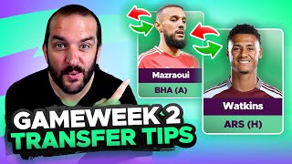 MAZRAOUI IN 👎  FPL TRANSFER TIPS  GAMEWEEK 2  Fantasy Premier League Tips 202425 [upl. by Nordgren772]