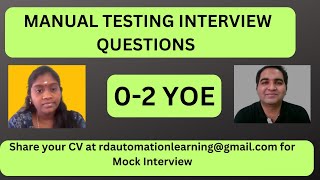 Manual Testing Interview For Freshers Testing Interview Questions [upl. by Azerila535]