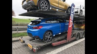 BMW X2 sDrive20i F39 Spied Completely Undisguised On A Truck Beside X1 F48  Comparison [upl. by Ahsineg]