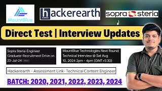 🔥Mountblue Interview Sopra Steria Test HackerEarth  Direct Test Interview Updates  20202025 [upl. by Doniv]