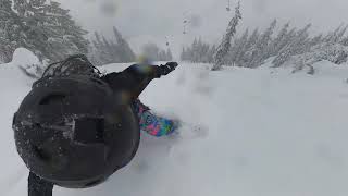 20240225Stevens PassSnowboarding Upper Bobby Chute x Glades [upl. by Enerual]